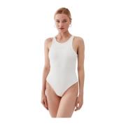 Geribbeld logo strass body - Wit Guess , White , Dames