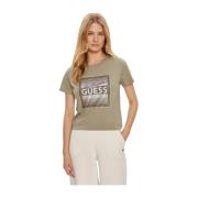 Gedrukt Katoenen T-shirt - Groen Guess , Green , Dames