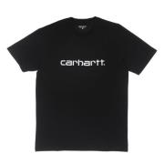 Script Tee Zwart/Wit Korte Mouw T-shirt Carhartt Wip , Black , Heren