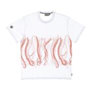 Witte Heren Tee met Octopus Logo Octopus , White , Heren