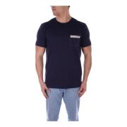 Klassieke Blauwe T-shirt met Voorzak Fay , Blue , Heren