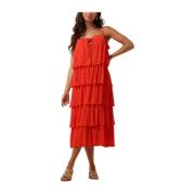 Rode Strap Midi Jurk Elegant Y.a.s , Red , Dames