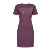 Jurk met logo Versace Jeans Couture , Purple , Dames