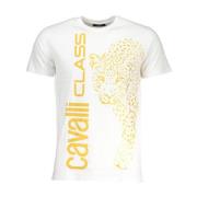 Witte Katoenen Logo T-shirt Korte Mouwen Cavalli Class , White , Heren