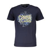 Blauw Katoen Logo Print T-Shirt Cavalli Class , Blue , Heren