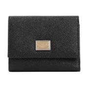 Zwarte Leren Franse Flap Portemonnee Dolce & Gabbana , Black , Dames