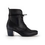 Zwarte Leren Veterschoenen Gabor , Black , Dames