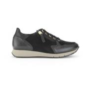 Zwarte Leren Basket Sneakers Gabor , Black , Dames