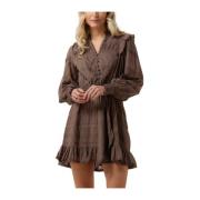 Bruine Mini Jurk Salli S Voile Neo Noir , Brown , Dames