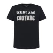 T-shirt met logo Versace Jeans Couture , Black , Dames