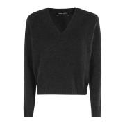 V-hals trui in wolmix Roberto Collina , Black , Dames