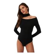 Zwarte bodysuit met asymmetrische halslijn Undress Code , Black , Dame...