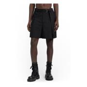 Zwarte Geriemde Geplooide Shorts Sacai , Black , Heren