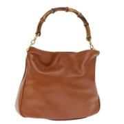 Pre-owned Leather handbags Gucci Vintage , Brown , Dames