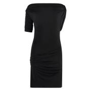 Asymmetrische Viscose Plisse Jurk Jacquemus , Black , Dames