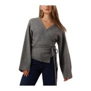 Wrap Cardigan Brook Knit Stijlvol Comfort Second Dames , Gray , Dames