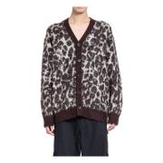 Leopard Jacquard V-Neck Sweater Junya Watanabe , Brown , Heren