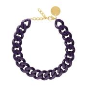 Platte Ketting met Gouden Logo Hanger Vanessa Baroni , Purple , Dames