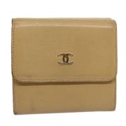 Pre-owned Leather wallets Chanel Vintage , Beige , Dames