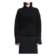 Fluffy Alpaca Mohair Gebreide Trui Thom Krom , Black , Dames