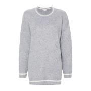 Jacquard Logo Sweater Grijs/Wit Liu Jo , Gray , Dames