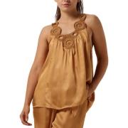 Solid Satin Singlet Top Summum Woman , Brown , Dames