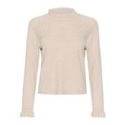 Gebreide blouse met ruchedetails Cream , Beige , Dames