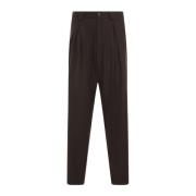 Luxe Bruine Wollen Broek Giorgio Armani , Brown , Heren