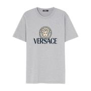 Grijze T-shirts & Polos voor Heren Aw24 Versace , Gray , Heren