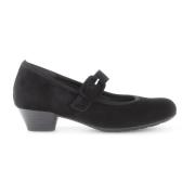 Zwarte Velvet Klassieke Trotteur Schoenen Gabor , Black , Dames