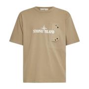 Witte T-shirts en Polos Stone Island , Beige , Heren