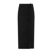 Zwarte Midi Rok met Tonal Bow Ganni , Black , Dames