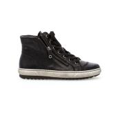 Zwarte Leren Hoge Sneakers Gabor , Black , Dames