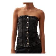 Zwarte Denim Tank Alohas , Black , Dames