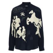 Paardenprint Overhemd Jacquemus , Blue , Heren