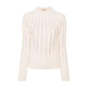 Gebreide Trui met Strass Versiering Ermanno Scervino , Beige , Dames