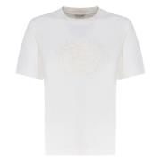 Witte Katoenen T-shirt met Ronde Kraag Burberry , White , Dames