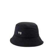 Zwarte Synthetische Bucket Hat met Leren Voering Y-3 , Black , Heren