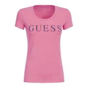 Emma Korte Mouw T-shirt Guess , Pink , Dames