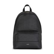 Zwarte leren rugzak met PB Maze Monogram Balmain , Black , Heren