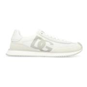 Lage sneakers met suède inzetstukken Dolce & Gabbana , White , Dames