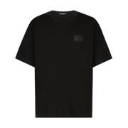 Zwarte Katoenen Logo T-shirts Polos Dolce & Gabbana , Black , Heren