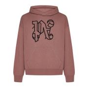 Zwarte Hoodie met Geborduurd Logo Palm Angels , Brown , Heren