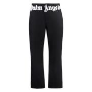 Logo Print Katoenen Broek Palm Angels , Black , Heren