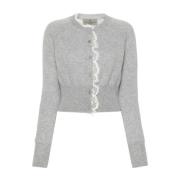 Grijze Cashmere Gebreide Trui Kantafwerking Ermanno Scervino , Gray , ...