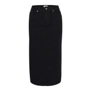 Zwarte Denim Rok Klassieke Stijl Part Two , Black , Dames