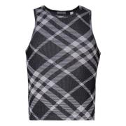 Vintage Check Print Sleeveless Sweater Burberry , Gray , Heren