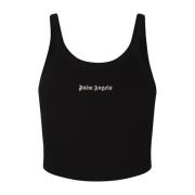 Zwarte Tanktop met Logo Palm Angels , Black , Dames