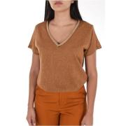 V-hals Fijngebreid T-shirt Molly Bracken , Brown , Dames