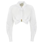 Witte Poplin Shirt met Metalen Detail Elisabetta Franchi , White , Dam...